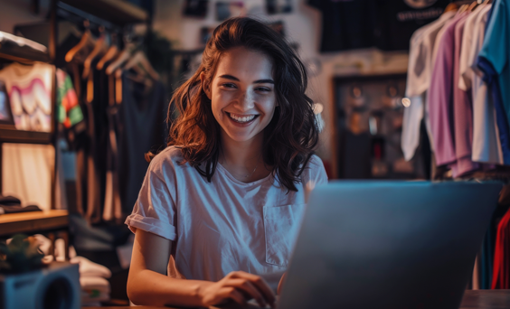 student using computer